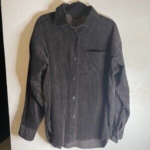 World Famous Sports chocolate brown corduroy shacket, long sleeve XXL (2XL)